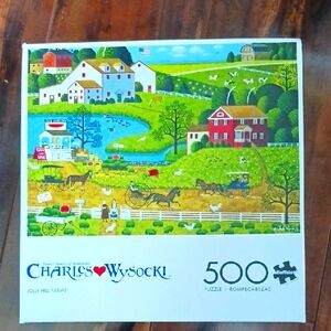 Buffalo David Bitton Charles Wysocki Farm Puzzle - Green and Blue